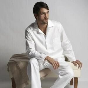 NIB Frette Rigato Ara Men's Pajamas Size XL 100% Cotton White